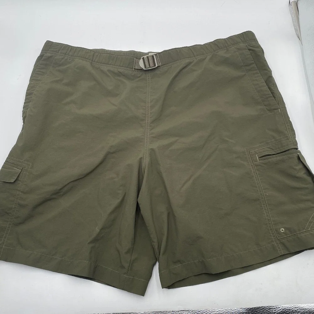 Columbia belted Cargo Shorts Mens XL 40/42 Olive Green‎ Nylon Mesh Lined Hiking